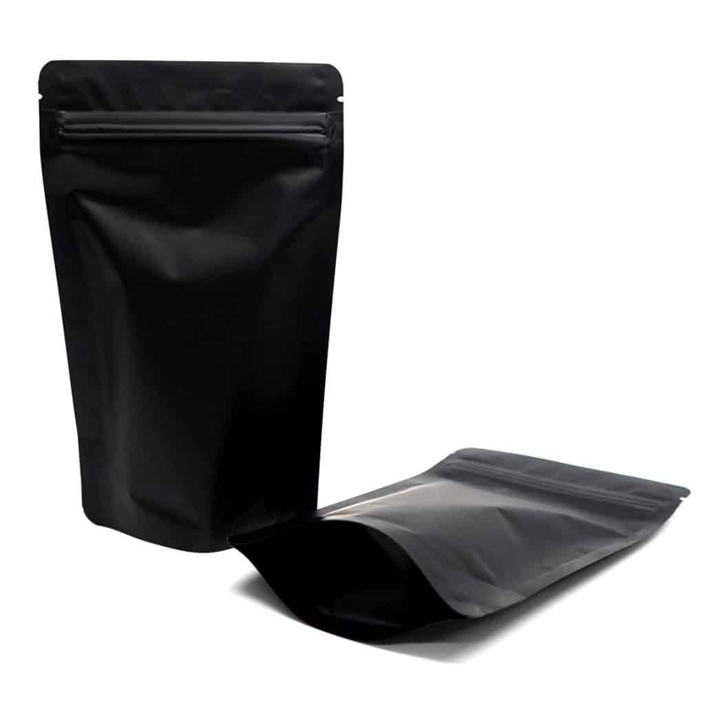 100 bolsas transparentes con parte delantera y trasera negra, 7.5 x 11.5 x  3.5 pulgadas, bolsas de pie con cierre hermético Mylar a prueba de olores